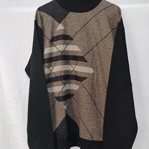 Ballantrae Edinburgh Mens XXL Sweater Geometric Argyle Brown Black Pullover L